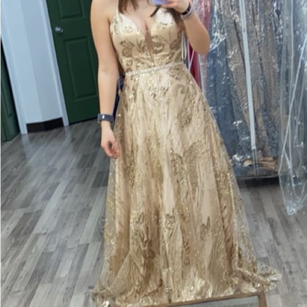 Gold Sparkly Prom / Formal Dress